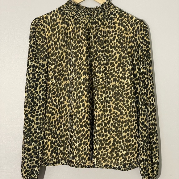 J CREW Mockneck Long Sleeve Leopard Print Blouse - Picture 2 of 4